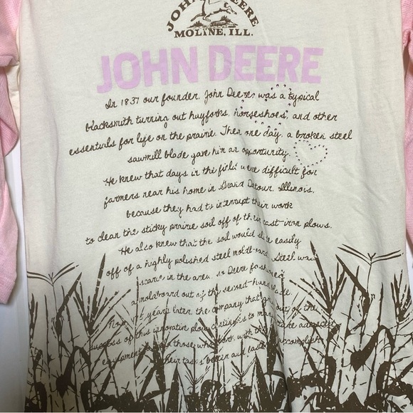 John Deere women's size Large graphic t-shirt pink white lightweight - Picture 6 of 6